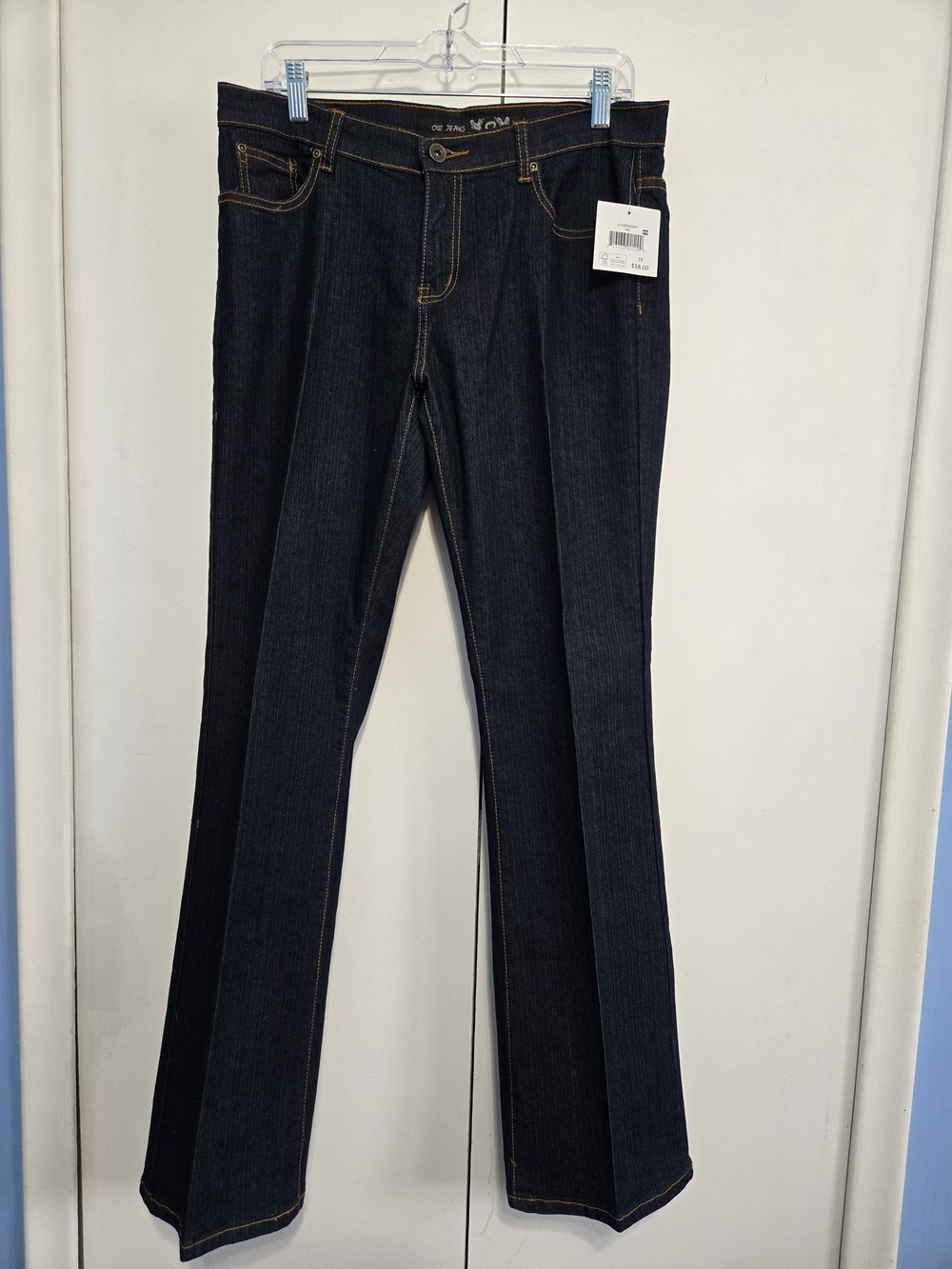 Falls Creek NWT Bootcut Jeans Women's 12 Dark Wash Mid Rise Stretch Denim